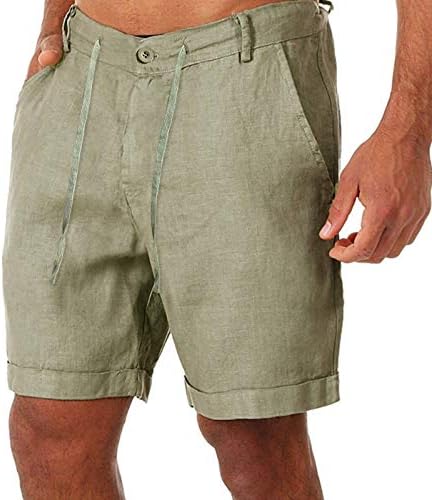 Atletske kratke hlače muškarci pamučne posteljine casual pantalone gumbi trake džepova od struka kratke