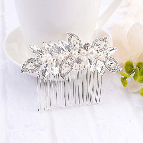 Kercisbeauty srebrni bočni češljevi za mladenke vjenčani mladenci češljevi za kosu s kristalnim ukrasnim