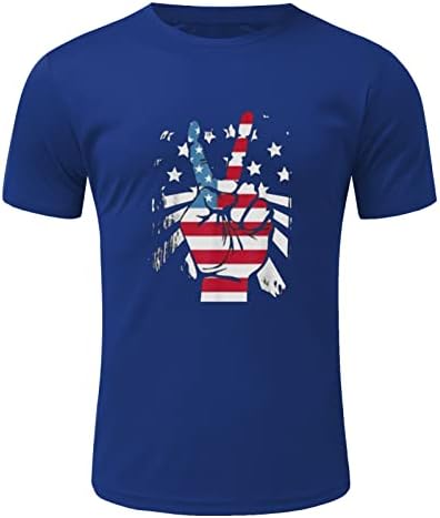 HDDK MENS Patriotske kratke majice s kratkim rukavima Ljetna američka zastava pobjeda Print Crewneck