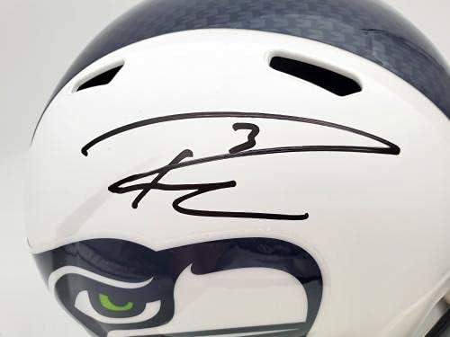 Russell Wilson s autogramom Seattle Seahawks Flat Matte White replica kacige pune veličine RW Holo zaliha