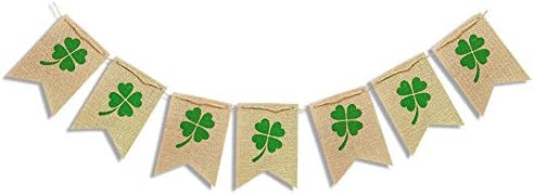 Lucky Shamrock Burlap Garland Baneri za ukrase Sv.Patrick-a Rustikalni Burlap Shamrock Clover