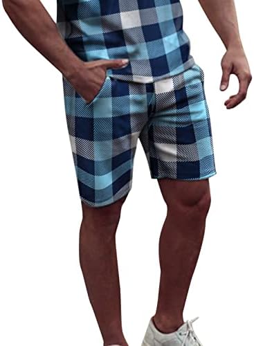 Beuu ljetne kratke hlače za muške, vertikalne pruge Plaid Ispis Ležerne prilike Havajska kupaca sportova Bermuda