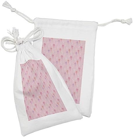 Lunadljiva torba za sladoled set od 2, koncept konusa i čaša na horizontalnim ružičastim prugama, malom