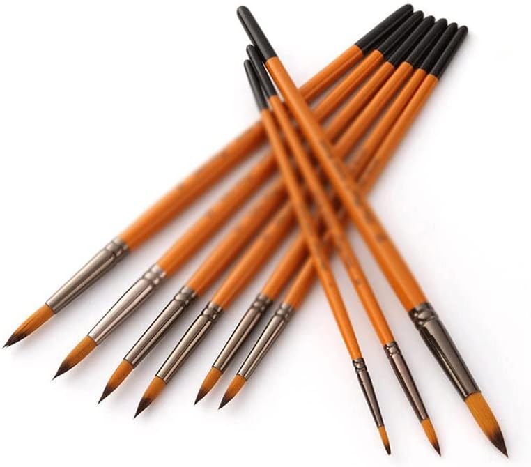 MHYFC 12pcs / Set Art Pen kuka za kukice Nylon Drvene četke za farbanje za akvarel ulje slikarstvo