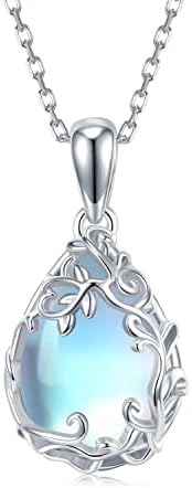 SVODEA Teardrop Moonstone ogrlica Za Žene, 925 Sterling Silver kreiran u obliku vode Moonstone Cage