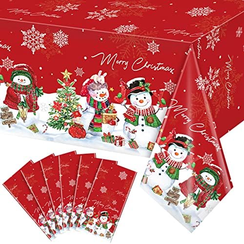 FunnyPars 6pcs Božićni snjegović stolnjak, plastični božićni snjegović Snowflake zimski stol poklopca sa Xmas