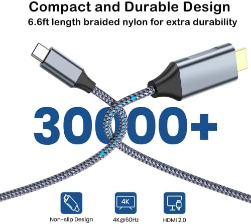 USB C u HDMI kabl, Acodot 6,6ft HDMI to USB C kabl [4k @ 60Hz], mini tipa C adapter kompatibilan