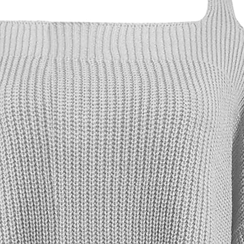 Ženski seksi pleteni džemper, modni hladni ramena čvrsti skakač vrhovi elegantne labave fit comfy dame pulover