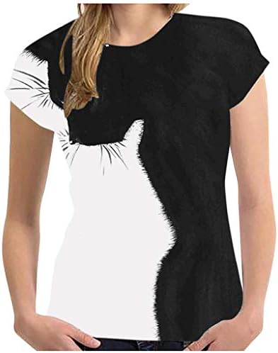 Ženska košulja Trendy 3D Cat Print Majica Casual Kratki rukav Tee The Ljeto Funy grafički bluza ljubimac