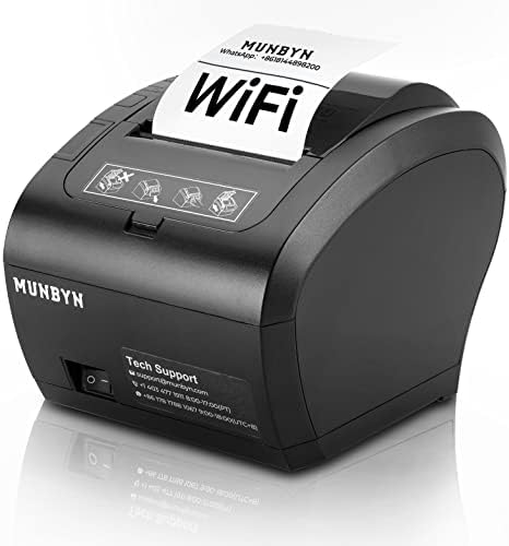 MUNBYN WiFi termalni štampač računa sa USB/ LAN / RS232 portom, 80mm POS štampač radi sa kvadratnim Windows