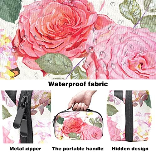 Ružičasta akvarelna hortenzija ruža cvijet torba za šminkanje zipper torbica putni kozmetički Organizator za žene i djevojčice