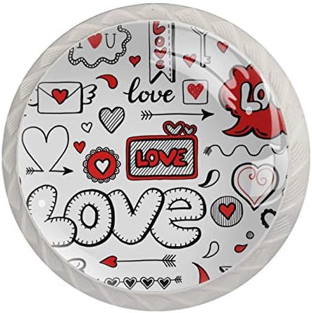 Idealiy Doodle Love Elements Valentinovo naljepnica Naljepnica pečat dizajn ormar Kvake za vrata ručke vuče