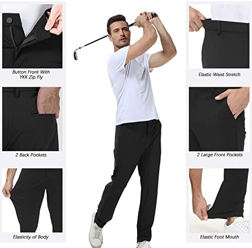 LUSHENUNI muške pantalone za Golf visoko rastezljive uske pantalone sa džepovima za poslovna Casual putovanja