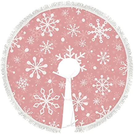 Xollar Xmas Tree suknje velike 48 Božićne ružičaste bijele snježne pahulje, unutarnje otvorene božićne ukrase