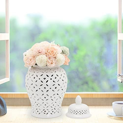 Depila keramički đumbir jar sazrena rešetka bijeli porculan hram vaze jar sa poklopcem za vjenčanja, zabava, kućni ured za uređenje fino izrada tradicionalni ostakljeni ukrasni, veličine s vazom