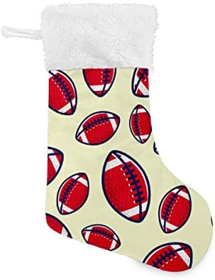 Božićne čarape Crveni ragbi nogometni uzorak bijeli plišani manžetni Mercerizirani baršunasti