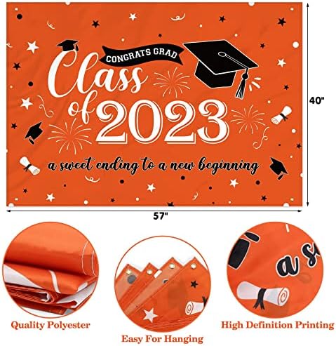 Vansolinne pozadina za diplomiranje baner i baloni Garland narandžasta klasa 2023 kompleta ukrasa za maturu