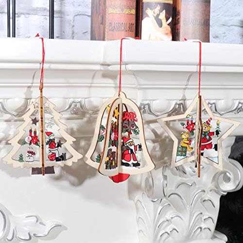 SING F LTD 9kom Božić drveni privjesci Ornamenti Creative Craft Božić Tree Party Dekoracije deca pokloni šuplji rezbarenje Hanging