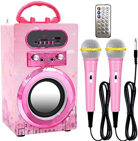 Kidsonor Kids Bluetooth Karaoke mašina sa 2 mikrofona, bežični punjivi daljinski upravljač prijenosni Karaoke zvučnik muzika MP3 player zvučnik sa mikrofonima za djecu