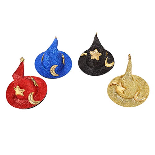 Lurose 4kom Mini cilindar kopče za kosu Shining Star Moon Halloween Witch šešir Flet ukosnice za kosu