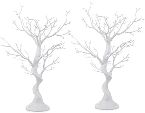 23 inčni visoki umjetni stablo 2pcs Bijeli stablo središnji komad za uklanjanje simulacijskog stola za simulaciju lažnog stabla sa 12 kom 3,15 Čajne lakih svijeća