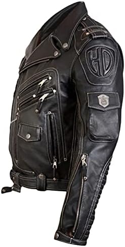 Muška originalna kravju vrhunska vrhunska kožna jakna za tešku težinu | HD motocikl crna kožna