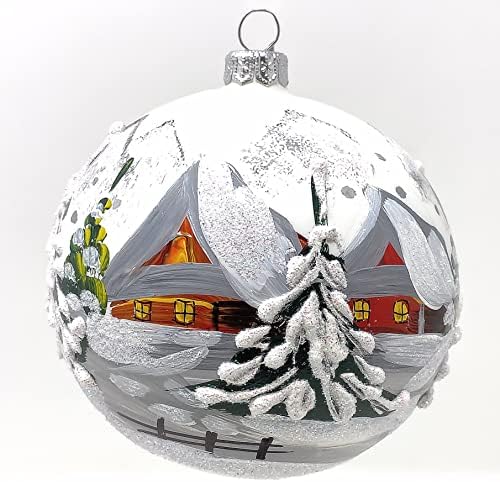 Poljska Galerija Božićni ukras, krajolik, Lopta od puhanog stakla 5 inča