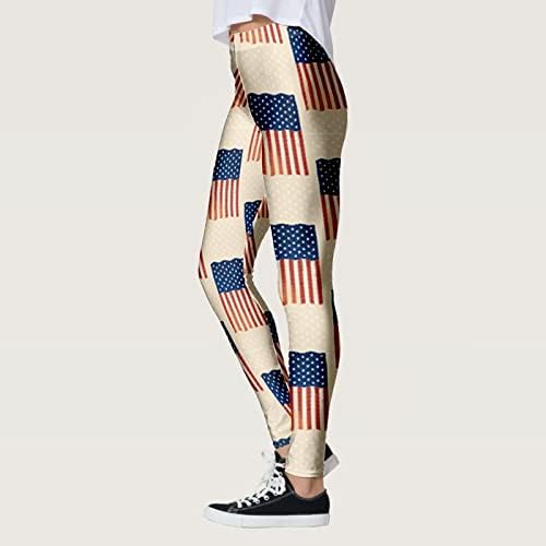 4. jula High Squiks gamaše za žene Američka zastava Trčanje joge gamaše ultra meko četkanje rastezanje jogger