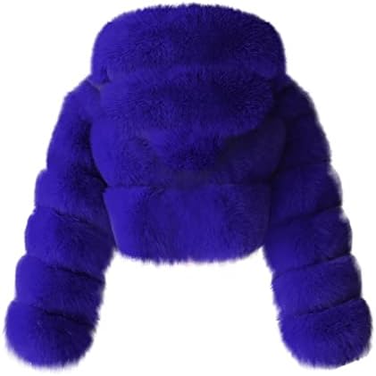 Fleece Fuzzy s kapuljačom s kapuljačom, zimske tople krznene kapute dugih rukava obrezana gornja odjeća