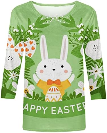 Ženske Uskršnje košulje Cute Bunny Print 3/4 rukav Tops uskršnja jaja posada vrat Tee Shirt ljetna Casual