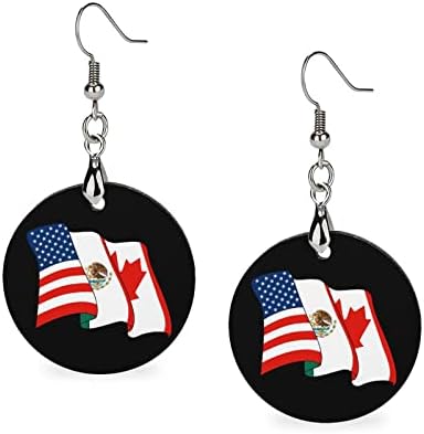 Američka Meksička Kanada Zastava drvene naušnice Okrugli Privjesak viseća kukica za uši nakit za žene