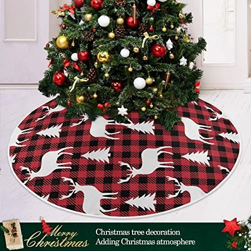Oarencol Božić Red Bufoni Bufoni Buffalo Reindeer Christmas Drvo suknja 36 inča stablo Plaid Xmas Holiday Party Tree Mat ukrasi