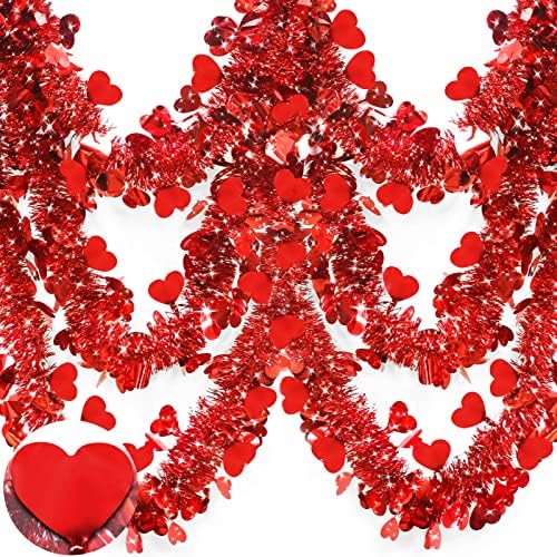 Stormmeon 49,2 stopa 6 žica Valentinovo srce Tinsel Garland Valentine Decor Twist Metallic Viseći