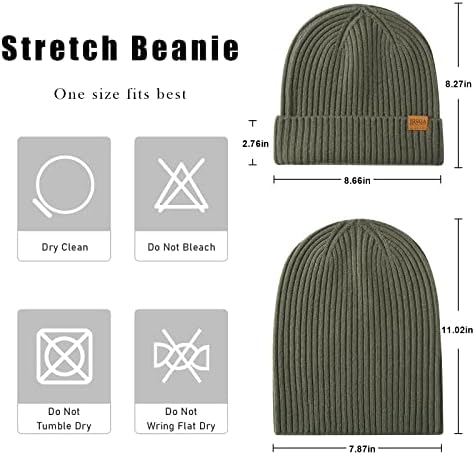Fuqila Merino vunena manžetna Beanie Hat, Unisex tople zimske kape mekane, prozračne i