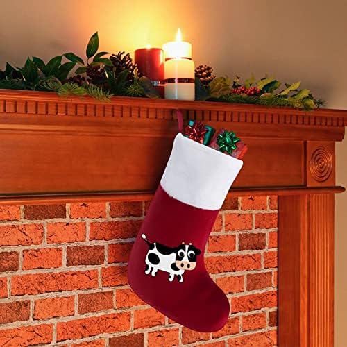 Slatka krava božić viseći čarape za čarape za Xmas Tree Kamin za kamin za odmor