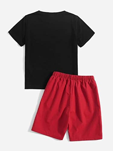 Cozyease Boy's 2 Piece Graphic Tees and Shorts Set ljetna Ležerna odjeća za vrat za posadu kratkih rukava