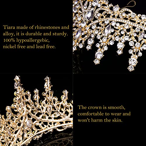 COCIDE Zlatna tijara i kruna za Žene Crystal Queen kruniše Rhinestone princeza tijare za djevojku nevjestu