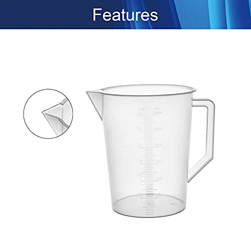 Jutagoss 3000ml plastična posuda za čaše za mjerenje čaša Plastična Graduirana čaša prozirna za laboratorijske kuhinjske tečnosti 1kom