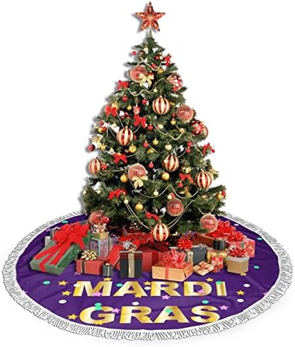 Waywant Mardi Gras Tree suknja Mardi Gras Božićna suk za suknju sa tassel čipkom za prazničnu zabavu Party Festive Dekoracija kuće 36