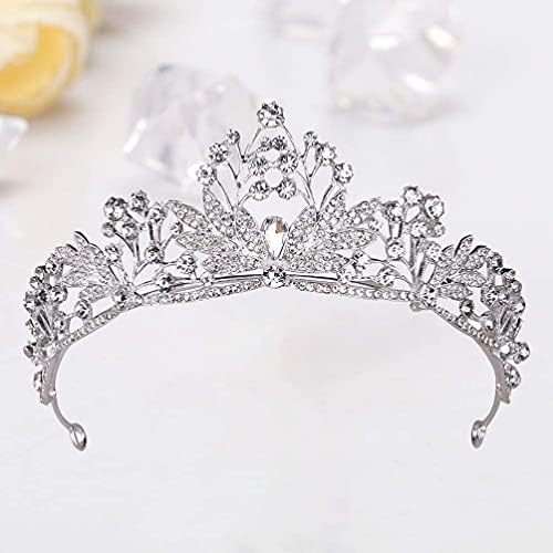 GIENEX Srebrna kruna za Žene Crystal Queen krune i tijare za djevojčice vjenčana traka za glavu