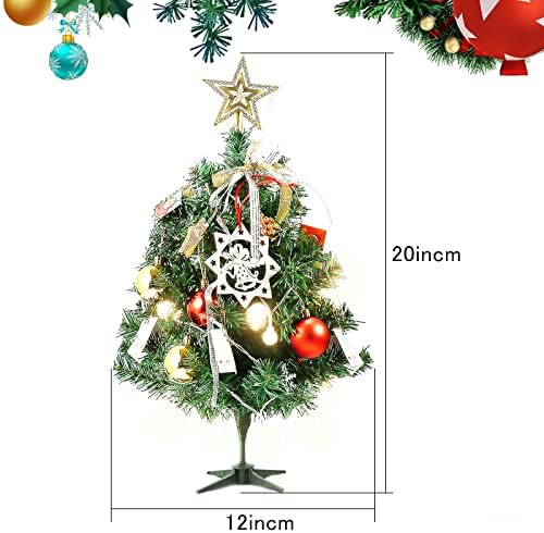 MOHNGIE 20 TABLETOP mini božićno stablo sa LED svjetlom, snježnim pahuljicama, vunenim ball lampom,