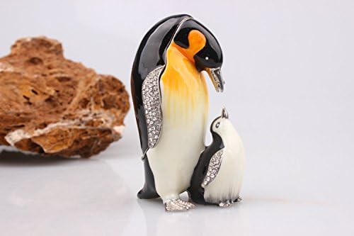 ZNewlook Pewter Penguin mama i sin Nakit nakit sitni kutija pingvin oblik ukrasna poklon kutija sa