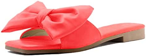 Ravne papuče za žene Bowknot kvadratne sandale na otvorenom ljetne modne tobogane cipele ženske čvrste klasične