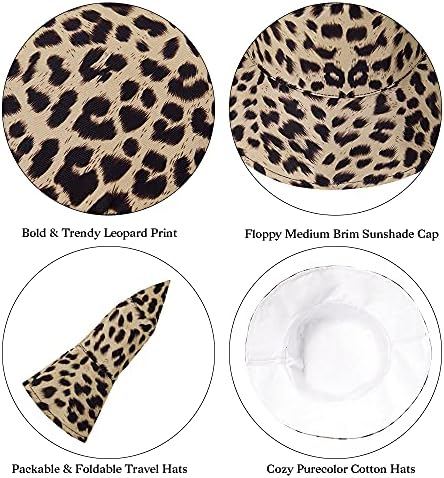 Docila Reverzibilni Leopard Bucket HATS Ženska modna geparda Floppy Sun Cap Pakirani ribarski šešir