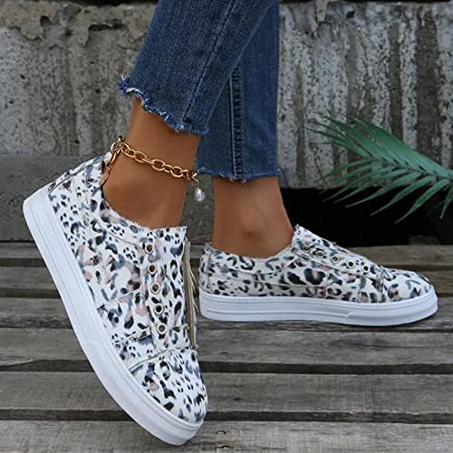 Dame Fashion Leopard Ispiši ravne cipele s niskim gornjim klizanjem na platnu cipele casual cipele