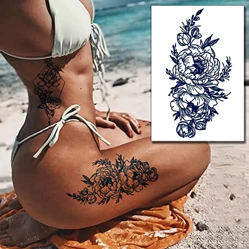 Tazimi 10 listova polutrajne tetovaže za žene djevojke-leptir cvijet Lotus proguta privremene tetovaže koje