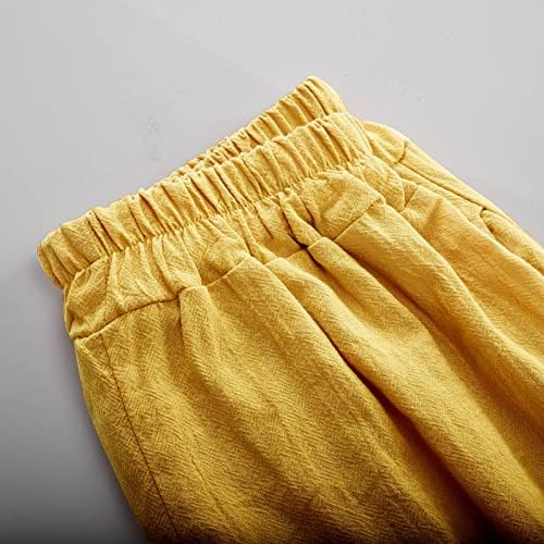 Amikadom Women Gaze posteljine pantalone ručke hlače vezene grafičke ravne noge Ljetne pantalone odjeću