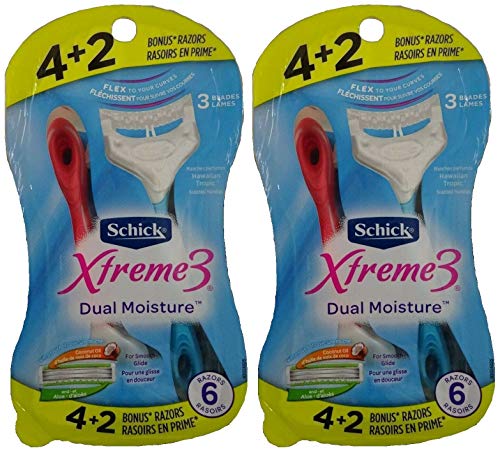 Schick Xtreme 3 Svileni Brijači Za Jednokratnu Upotrebu Sa Dvostrukom Vlagom, 6 Broj Ukupno 12 Brijača