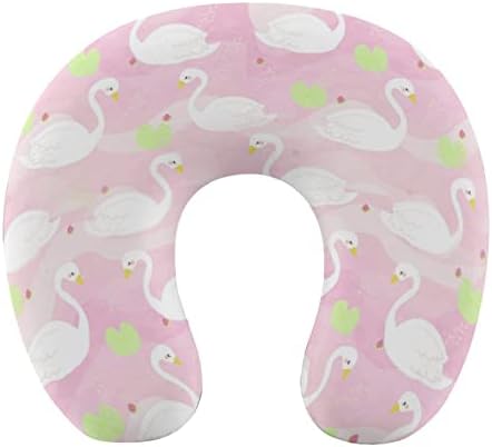 Bijeli labud u ružičastoj slatkoj rijeci Putni vrat jastuk za pjenu pjena za glavu leta za spavanje za spavanje