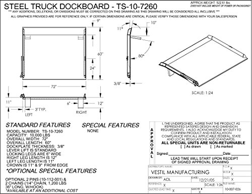 Vestil TS-10-7260 Čelični kamion Dockboard, 10000 lb. Kapacitet, 72 Š x 60 L, plava